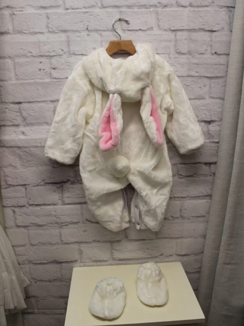 Spencer Gifts 18-24 Months White Bunny Costume Halloween Hooded Detached Footies
